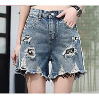 womens high rise strenchy jeans shorts pants street chic slim solid