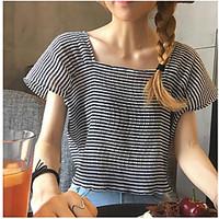 womens casualdaily sexy t shirt striped u neck sleeveless cotton