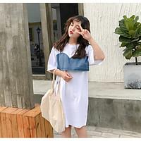 womens casualdaily simple t shirt color block round neck short sleeve  ...