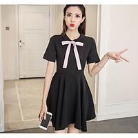 womens casualdaily simple a line little black dress solid round neck a ...