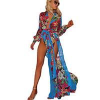 Women\'s Cover-Ups, Boho One-Pieces Chiffon / Spandex Blue