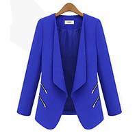 womens fall blazer solid shirt collar long sleeve blue white black med ...