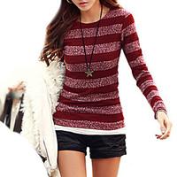 womens long sleeved striped autumn and winter knit bottom shirt