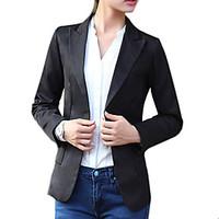 womens spring blazer solid long sleeve white black cotton others mediu ...