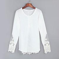 womens sexy lace cute plus sizes micro elastic long sleeve regular shi ...