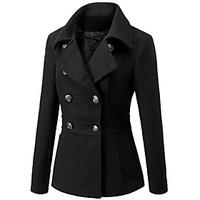 Women\'s Fashion Slim Beam Waist Long Sleeved Woolen Coat