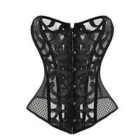 Women Lace/Polyester Hook Eye Overbust Corset