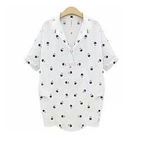 womens vintage sexy casual print cute work short sleeve shirt cotton w ...