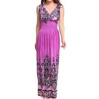 womens beach plus size boho swing dress print v neck maxi sleeveless b ...