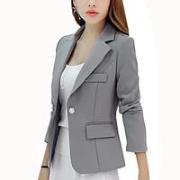 Women\'s Casual/Daily / Work Simple Hin Thin Slim Fall Blazer, Solid Peaked Lapel Long Sleeve