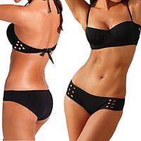 womens bandeau bikinis solid padded bras spandex modal black