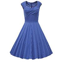 womens going out vintage cute a line dress polka dot sweetheart knee l ...