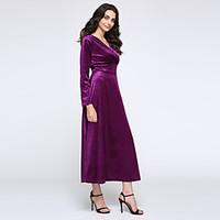 womens velvet solid blue red black green purple dress sexy maxi v neck ...