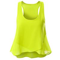 Women\'s Going out Simple / Street chic Blouse, Solid Round Neck Sleeveless Blue / Red / Brown / Gray / Yellow / Purple Polyester Thin