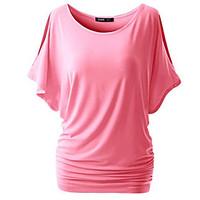 womens going out simple street chic t shirt solid round neck short sle ...