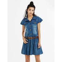 Women\'s Plus Size Blue Denim Dress