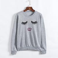 Women\'s Casual/Daily Sweatshirt Print Round Neck Micro-elastic Polyester Long Sleeve Fall Winter