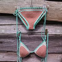 Women\'s Sexy Straped Handmade Knitted Bikini Swimsuit Bikini Swimwear