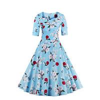 womens plus size party vintage sheath swing dress floral sweetheart kn ...