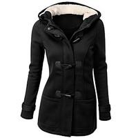 womens fashion slim double breasted thicken long sleeved woolen coat