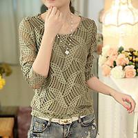 womens going out simple summer fall shirt solid round neck long sleeve ...