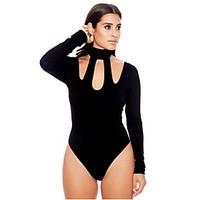 Women\'s Cut OutChoker Solid Turtleneck Hollow Cut Out Sexy Ligerie Club Bottom Jumpsuits