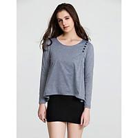 Women\'s Causal Sexy Cute Plus Sizes Long Sleeve Shirt (Cotton)