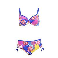 womens bandeau bikinis floral padded bras underwire bra polyester blue