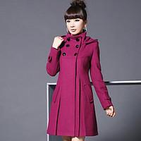 womens plus size street chic coat solid hooded long sleeve winter red  ...