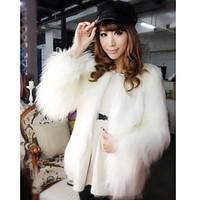 Women\'s Going out Vintage Fur Coat Round Neck Long Sleeve Winter Faux Fur Thick