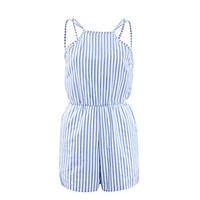 Women\'s Fine StripeBackless Striped Backless Slim Loose JumpsuitsSexy / Simple Strap Sleeveless