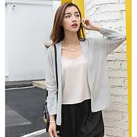 womens daily simple summer jacket solid cowl long sleeve regular cotto ...