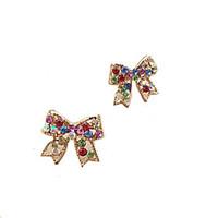 Women\'s Gold Rainbow Colorful Bowknot Stud Earrings