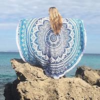 Women\'s Boho Round Cover-Up, Tassels / Floral Cotton / Polyester Purple / Green / Black / Dark Blue / Light Blue