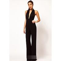 Women\'s Wide Leg/Backless Black Jumpsuit, Sexy