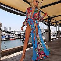 womens boho sexybeach inelastic long sleeve maxi dress chiffon