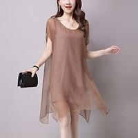 womens asymmetrical casualdaily street chic loose chiffon dress solid  ...