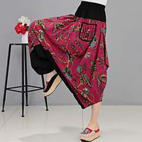 womens boho sign linen trousers national wind pants harem pants big ya ...