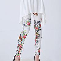 Women Print Legging, Cotton Blends Polyester Thin