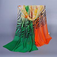 Women\'s Chiffon Zebra Stripe Print Scarf Green/Royal Blue/Orange/Blue
