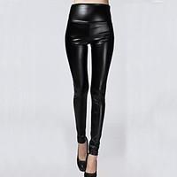 Women\'s High Waist Fashion Slim PU Leather Pants