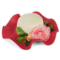 Women\'s Polyester Simulation Flower Straw Floral Summer Or Spring Simple Sun Hat
