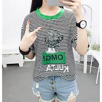 womens casualdaily simple summer t shirt striped round neck short slee ...