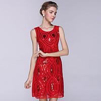 womens workparty sexystreet chic sheath dress embroidered round neck a ...