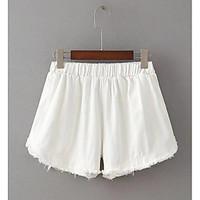 womens high waist inelastic shorts pants simple relaxed solid