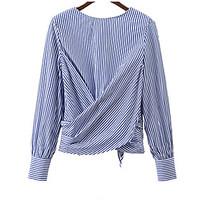 womens daily simple blouse striped v neck short sleeve polyester