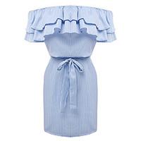 Women\'s Going out Casual/Daily Simple Sheath Dress, Striped Off Shoulder Mini Short Sleeve Polyester Spring Summer High Rise Micro-elastic