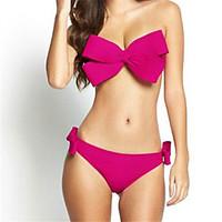 womens bandeau straped bikini solid polyester