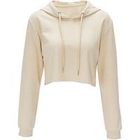 Women\'s Casual/Daily Active Simple Hoodie Solid Micro-elastic Polyester Long Sleeve Spring Fall