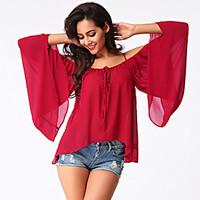 womens casualdaily simple summer fall blouse solid boat neck length sl ...